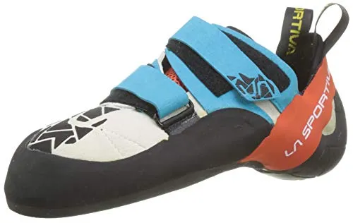 LA SPORTIVA Otaki Blue/Flame - Herren Kletterschuhe - Innovative Kletterschuhe mit perfekter Passform und Sensibilität, dank des P3 Systems und der patentierten S-Heel Schale für maximale Stabilität und Leistung.