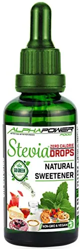 ALPHAPOWER FOOD Original reine Stevia Zucker Drops 1x100ml, Vegan & GMO-frei, flüssiger Zuckerfreier Zuckerersatz ohne Kalorien, Liquid Süßstoff zum Tropfen ohne Geschmack zum Backen & Flüssigkeiten