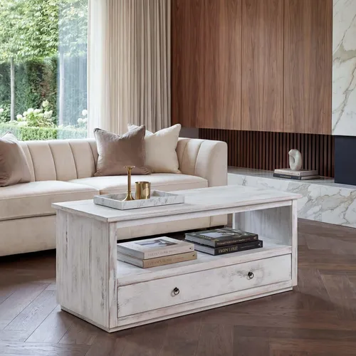 MCW Couchtisch Shabby-Look Weiß in weiß von Mendler