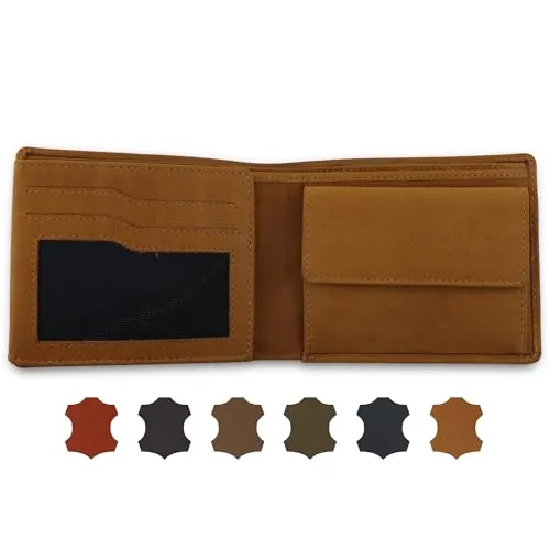 AKAROA Trifold Geldbörse Herren aus echtem Rindsleder mit RFID Schutz - Hochwertige Geldbörse aus echtem Rindsleder mit RFID Schutz, 10 Kartenfächern und kompaktem Design, ideal für stilbewusste Herren.