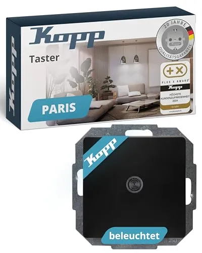 Kopp PARIS – Taster mit Beleuchtung, Farbe: Schwarz matt von Kopp