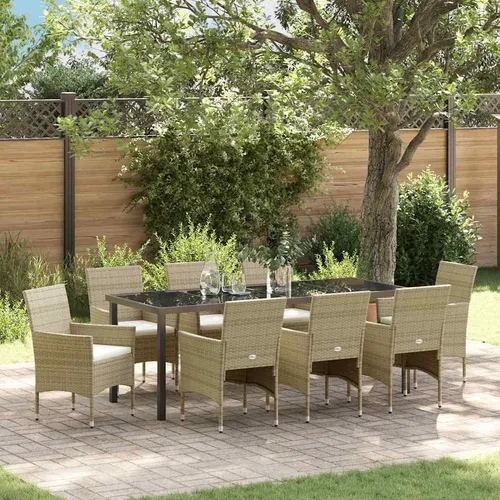 Maison Exclusive Garten Essgruppe 9-teilig Beige Poly-Rattan