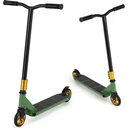 COSTWAY Stunt-Scooter für Kinder ab 10 Jahren, Pro-Trickroller mit 2 PolyurethanRädern und breitem Aluminiumdeck, leichter Freestyle-Street-Scoot... - Grün