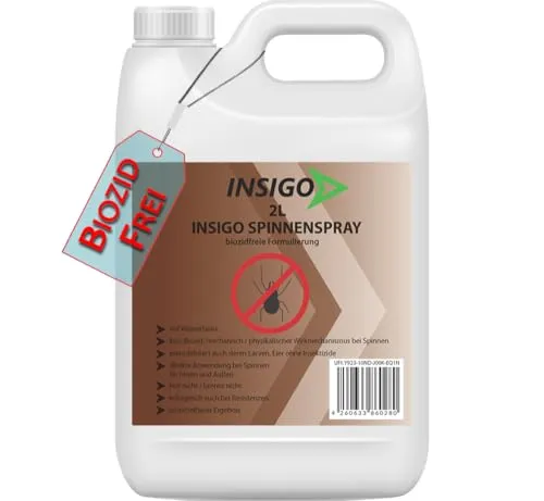 INSIGO Spinnenspray - Hochwirksam gegen Spinnen in Innen- & Außenbereichen - Insekten- & Schädlingsbekämpfungsspray mit sofortiger Wirkung und fleckenfreier Anwendung auf Wasserbasis für zuverlässigen Schutz in Wohnräumen und Gewerbe.