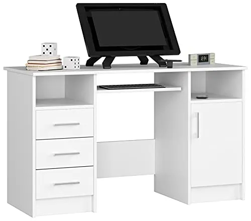 AKORD Schreibtisch ANA 124 cm | Praktischer Office Desk mit 3 Schubladen