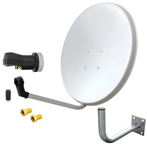 ARLI 60 cm HD Sat Anlage mit Single LNB und Wandhalter - SAT-Antenne für optimalen Empfang von Astra 19,2° oder Hotbird 13° in Deutschland. Ideal für Zuhause, Garten oder Camping. Inkl. Wandhalter für einfache Montage und langlebige Materialien.