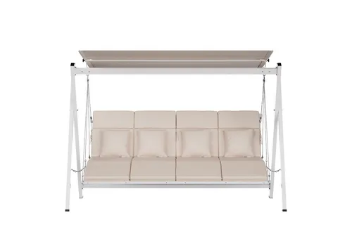 blumfeldt FlexiSwing Hollywoodschaukel 4-Sitzer – Verstellbare Rückenlehne & Sonnendach - Hollywoodschaukel mit 320 kg Kapazität, wetterfestem Stahlrahmen und 6 cm dicken Kissen für höchsten Komfort und Langlebigkeit im Freien.