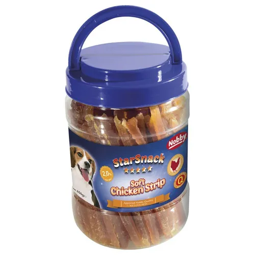 NOBBY StarSnack Soft Chicken Strip - 450 g Hundefutter, kalorienarme Hähnchen-Leckerlis in praktischen Vorratsdosen