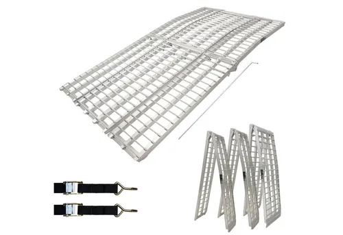 Baumarktplus TRUTZHOLM Auffahrrampe 3-teilig klappbar 305 cm - Transportgeräte & Rampen - Diese robuste, klappbare Alu-Rampe mit 680 kg Traglast ermöglicht sicheres Be- und Entladen von Motorrädern auf Lkw oder Anhänger.