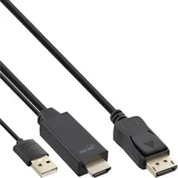 INLINE HDMI zu DisplayPort Konverter Kabel - 4K/30Hz, 5m - Monitorzubehör für die Verbindung von HDMI-Grafikausgängen zu DisplayPort-Monitoren. Unterstützt 4K/30Hz und benötigt zusätzliche USB-Stromversorgung für optimale Leistung.