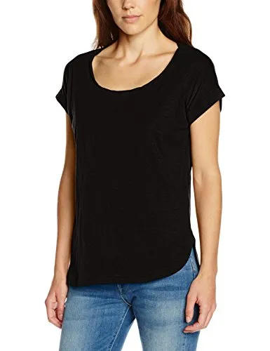 Urban Classics Damen Long Back Shaped Slub Tee – Locker geschnittenes Baumwoll T-Shirt im Loose Fit mit längerem Rückenteil für Freizeit, Streetwear & Casual Outfits,Schwarz,XL