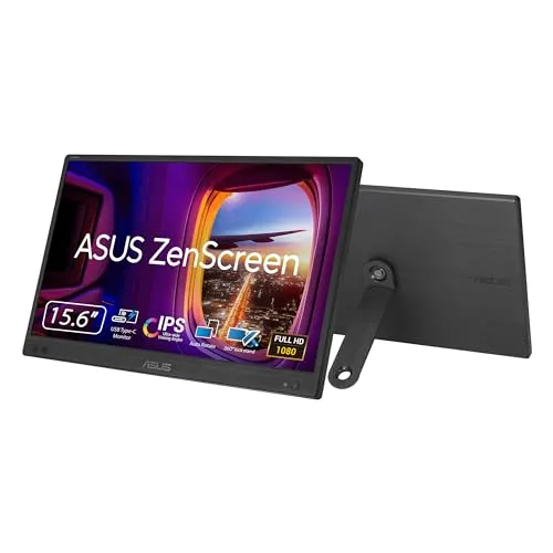 ASUS ZenScreen MB166CR - 15,6 Zoll tragbarer Full HD Monitor, USB Typ-C, leicht und vielseitig mit 360 Kickstand für effizientes Arbeiten unterwegs