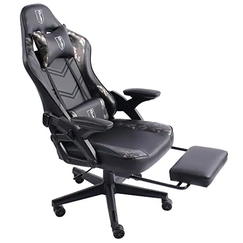Ergonomischer Gaming Stuhl im Racing-Design mit Fußstütze - Bürostühle - Dieser Gaming Chair bietet eine gesunde Haltung durch verstellbare Armlehnen und einstellbare Rückenlehne für maximalen Komfort beim Spielen.