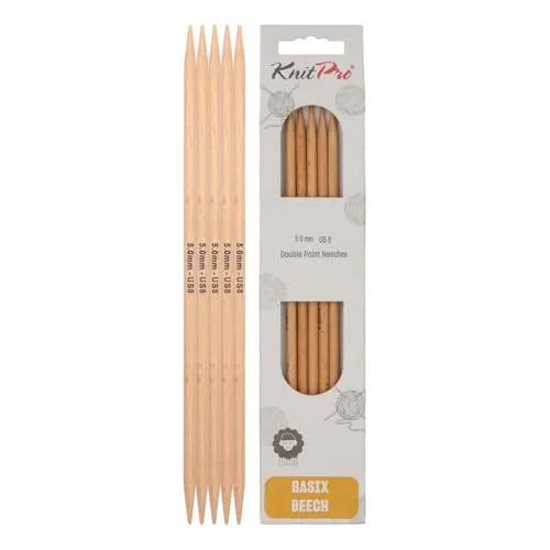 KnitPro Basix Birch Strumpfstricknadeln 5-Stücke, 20 cm Länge x 5.00 mm Stärke