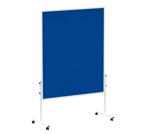 Maulsolid 63654 Moderationstafel Filz blau - Flipchart & Pinnwand, mobil durch 4 feststellbare Rollen und beidseitig nutzbare Filzoberfläche für effektive Präsentationen.