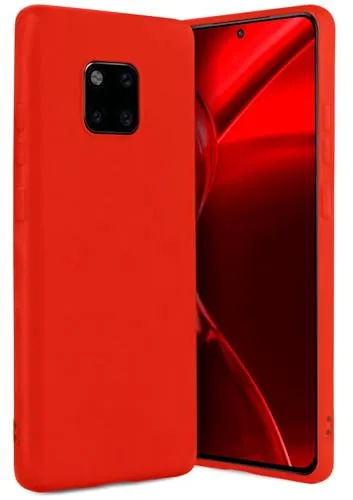 ONEFLOW SlimShield Pro für Huawei Mate 20 Pro Hülle Ultra dünn erhöhter Rand, TPU Backcover minimalistisch Handyhülle flexibel, Schutzhülle mit Kamera- und Displayschutz, Rot