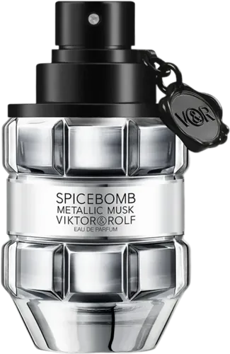 Viktor & Rolf Spicebomb Metallic Musk Eau de Parfum 50 ml - Herrendüfte mit warmer Note von weißem Moschus, silbernem Wildleder und schwarzem Pfeffer. Entfesseln Sie Ihre magnetische Anziehungskraft und umarmen Sie die Sinnlichkeit.