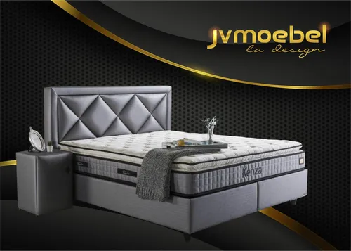 Luxuriöses 3tlg Bettset mit Nachttisch - Modernes Schlafzimmermöbel - Elegantes Set mit Bett und Nachttisch. Modernes Design in Grau, ideal für stilvolle Schlafzimmer. Freistehendes Bettgestell für eine Liegefläche von 180x200 cm.