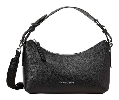 Marc O'Polo Binna Crossbody Bag - Elegante Schultertasche in Schwarz - Handtaschen aus hochwertigem Rindsleder mit abnehmbaren, verstellbaren Riemen und praktischem Zipperfach für Ihre Essentials.