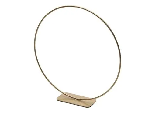 NaDeco Metallring Gold mit Fuß, wählbar in den Größen 25, 30 und 40cm Dekoring auf Fuß Drahtring zum Basteln Metallring für Wickeltechnik Hoops Trockenblumen Ring Metalldrahtring, Größe:Ø 30 cm