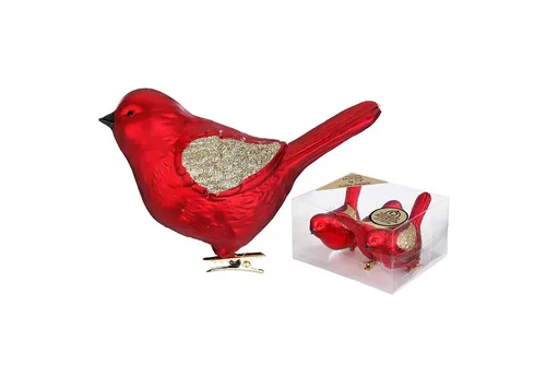 MAGIC by Inge Christbaumschmuck, Christbaumschmuck Kunststoff Vögel auf Clip 3er Set Festive Red