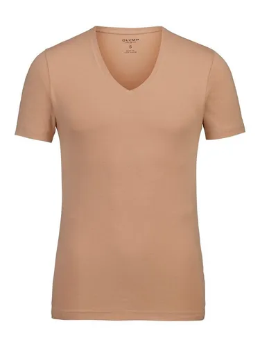 OLYMP Herren T-Shirt Langarm Level.Five, Einfarbig, Body fit in Caramel 24 - Herren-Unterhemden mit modernem Body fit Design, ideal für einen sportlichen Look und hohen Tragekomfort.