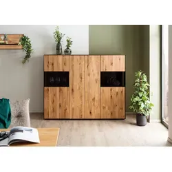 Highboard Wildeiche STARNBERG #02 - 177x45x140 cm - Kommode aus natur geölter Wildeiche, bietet eleganten Stauraum und bringt Wärme in Ihr Zuhause. Ideal für modernes Wohnen.