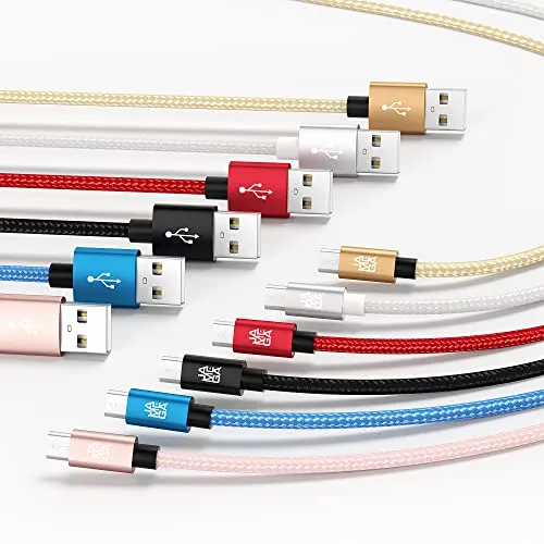 JAMEGA Micro USB Kabel - 200 cm Ladekabel für Samsung, Huawei, PS4, XBOX und LG, robust und in auffälligem Rot