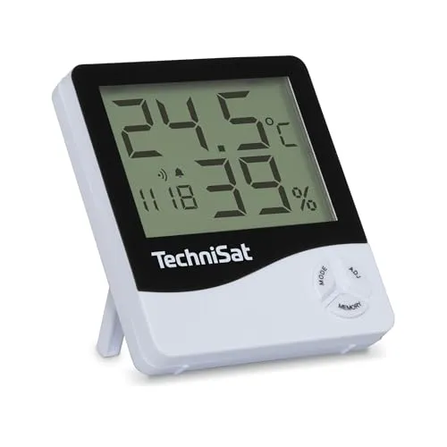 TechniSat IMETEO M1- digitales Thermo-Hygrometer mit Uhrzeit Anzeige (Kontrolle von Temperatur und Luftfeuchtigkeit in Innenäumen, Min-/Max-Werte der letzten 24 Stunden, Uhrzeit und Datumsanzeige)