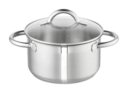 Schulte-Ufer Fleischtopf Loop, 16cm, ca. 2,0 l mit Glasdeckel, 18/10 Stahl, Silber