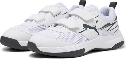 Puma Kinder Multisport Indoor Hallenschuhe Varion II V Jr 107343 weiß, Schuhgröße:29 EU - Hallenschuhe für Kinder mit bequemem Klettverschluss und SoftFoam+-Einlegesohle für optimalen Komfort. Ideal für alle Hallensportarten und hinterlassen keine Spuren auf dem Boden.