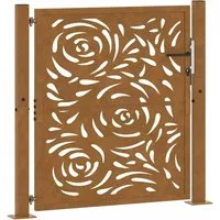 vidaXL Gartentor 105x105 cm - Wetterfester Stahl mit Flammen-Design - Scheunen- und Sicherheitstor aus robustem, korrosionsbeständigem Stahl mit einzigartigem lasergeschnittenem Design, ideal für eine elegante und sichere Garteneinfahrt.