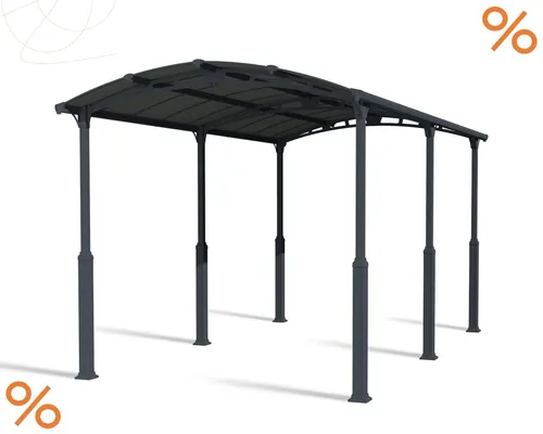 Canopia Carport Arcadia Alpine 6400 Anthrazit - Robuster Carport aus witterungsbeständigem Aluminium, 360 cm x 650 cm, bietet optimale Stabilität durch 6 massive Pfosten und Schneelast von 80 kg/m² - ideal für jede Jahreszeit.