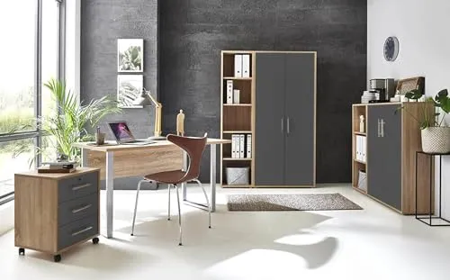 moebel-dich-auf Büromöbel Set TABOR – Komplettlösung mit Schreibtisch, Rollcontainer und Aktenschränken