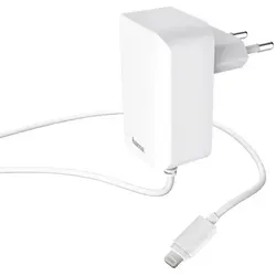 HAMA Ladegerät Lightning 2,4 A Weiß (178304) - Hochwertiges Ladegerät für Apple-Geräte mit Lightning-Anschluss. Mit 12W Leistung und 2,4 A für schnelles Aufladen. Die intelligente Erkennung optimiert den Ladevorgang, schont den Akku und sorgt für eine lange Lebensdauer. Ideal für den täglichen Einsatz.