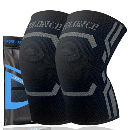 Satificer Kniebandage Damen Männer,Atmungsaktive Knee Support für Sport,Kniestütze für Laufen,Kniebandage hilfreich Gelenk,Kompression Kniestütze für Meniskusriss,Knee Support für Gym,Schwarz,XL