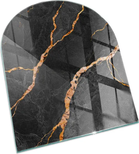 Eleganter Marmor mit Aderung – Glasbodenplatte für Kaminofen