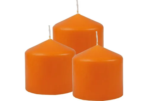 HS Candle Stumpenkerze Blockkerze (3-tlg), Wachskerzen Ø8cm x 8cm - Kerze in vielen Farben