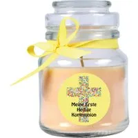 HS Candle Duftkerze & Bonbon Glas Kommunion Gelb Vanille in gelb von HS Candle