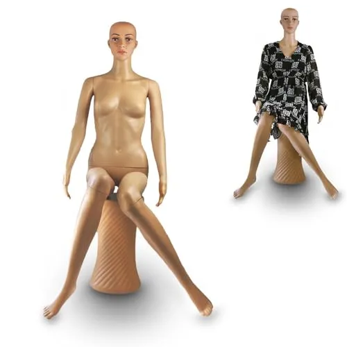 Schaufensterpuppe Mannequin Schneiderpuppe Sitzend Weiblich 135cm BITUXX - Schaufensterpuppen & Büsten – Bewegliche und lebensechte Schneiderpuppe für kreative Präsentationen in Geschäften oder zu Hause.