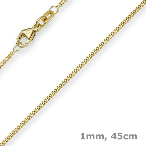 1mm feine Panzerkette 585 Gold Gelbgold, Damen 45cm - Elegante 45 cm lange Panzerkette aus 585er Gelbgold, perfekt für jeden Anlass. Die Halskette besticht durch ihr zeitloses Design und hochwertige Verarbeitung.