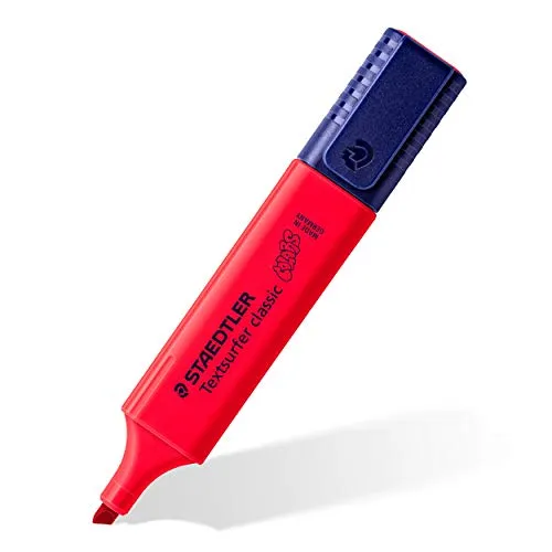 STAEDTLER Textsurfer classic 364, Textmarker, hohe Qualität Made in Germany, mit großem Tintenspeicher für extra lange Markierleistung, 10er-Schachtel, rot, 364 C-200