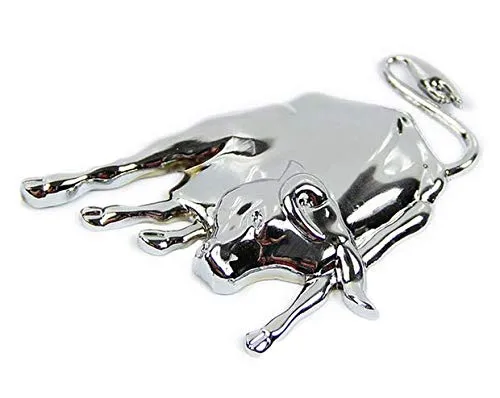 Shop of Wonder© │ hochwertiger 3D Metallaufkleber silberner Bulle │ ideal geeignet für Ihr Fahrzeug │ universell einsetzbar bei Einer Größe von 9cm x 6cm