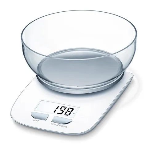 BEURER Küchenwaage KS 25 ex - Präzise Messungen mit Abschaltautomatik - Küchenwaage mit abnehmbarer Schüssel für einfaches und genaues Dosieren von Zutaten, ideal für stressfreies Kochen.