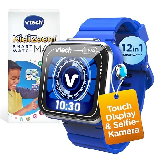 VTech KidiZoom Smart Watch MAX in Blau - Kinderuhr mit Duo-Kamera, Spielen und kreativen Funktionen für endlosen Spaß und Abenteuer