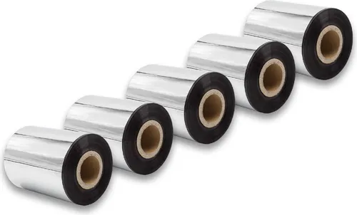 vhbw 5x Thermotransfer-Band kompatibel mit Valentin Vario 107/12, 104/8 Drucker Etikettendrucker, Wischfest, 80 mm x 300 m, Wachs-Plus Schwarz