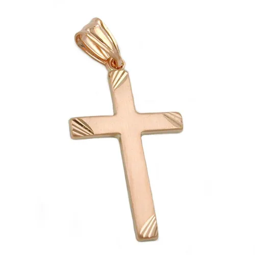 Kreuzanhänger aus 375 Rotgold mattiert und diamantiert - Eleganter Kreuzanhänger aus 375er Rotgold, mattiert und diamantiert. Perfekt für jeden Anlass und als stilvolles Accessoire für Unisex-Träger.