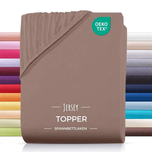 Carpe Sonno Spannbettlaken Topper 140x200 bis 200x200 - Hochwertiges Spannbettlaken aus 100% Baumwolle für Topper bis 10 cm Höhe. Der Rundumgummi sorgt für perfekten Sitz. Pflegeleicht, waschbar bis 60 Grad, und bügelfrei. Ideal für ein angenehmes Schlafgefühl.