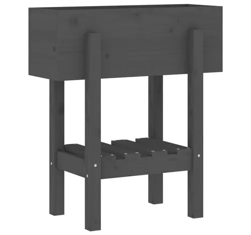 furnicato Hochbeet Pflanzkübel aus Massivholz Grau 62 x 30 x 69 cm - Robuster Pflanzkübel aus hochwertigem Massivholz in Grau, ideal für Garten und Balkon. Mit praktischer Ablage für Gartengeräte und großzügigen Abmessungen für optimale Erdaufnahme.