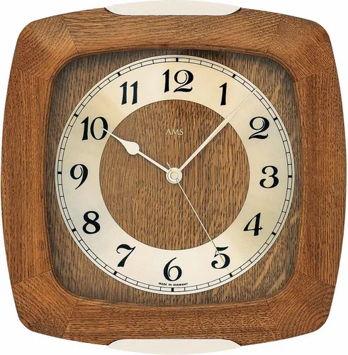 AMS Funkwanduhr F5804/4 in braun von AMS